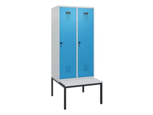 locker met bank,HxBxD 1950x800x815mm,2vak,vak B 400mm,draaigrendel