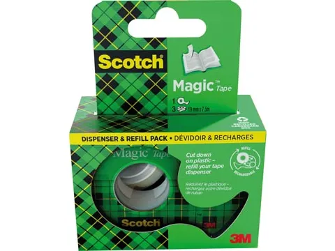 Magic Tape plakb 19mmx75m disp+3 rol ophangb