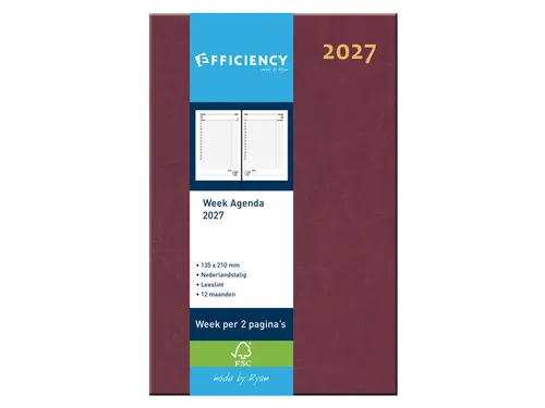 Agenda 2027 Ryam Efficiency Baladek 7dagen/2pagina's bordeaux