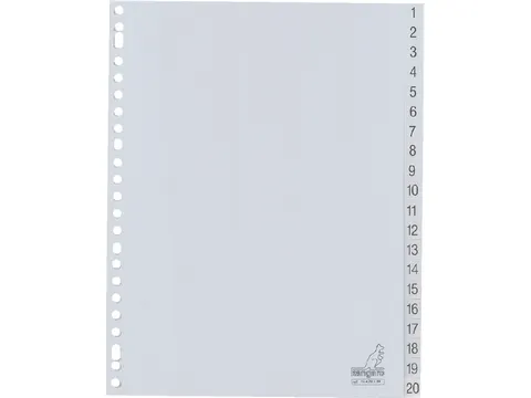 Tabbladen Kangaro A4 23-Gaats G420CM 1-20 Genummerd Grijs Pp
