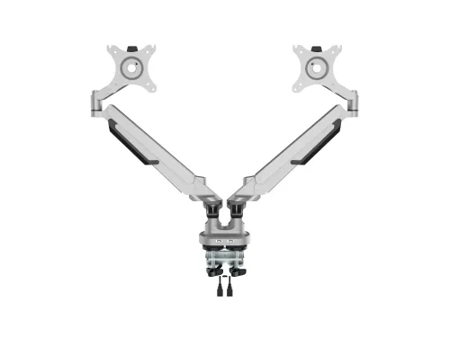 Dubbele monitorarm incl. USB poorten Grijs