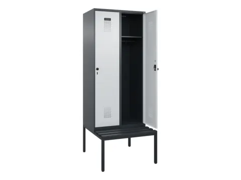locker met bank,HxBxD 2120x800x815mm,2vak,vak B 400mm,draaigrendel