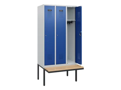 locker met bank,HxBxD 1950x900x815mm,3vak,vak B 300mm,cilinderslot