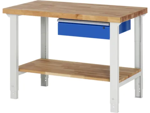 werkbank,HxBxD 790-1140x1250x700mm,beukblad,draagverm. 750kg,4voeten