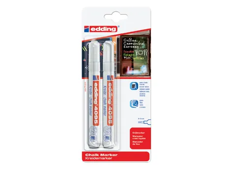 Krijtstift edding 4095 rond wit 2-3mm blister 2stuks