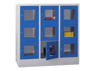 lockerkast,HxBxD 1187x1200x500mm,3x3vakken,RAL7035,front RAL5010 - 2