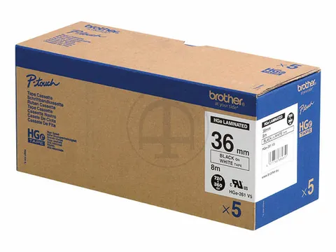 Lettertape Brother Hge-261v5 36mm Zwart op wit