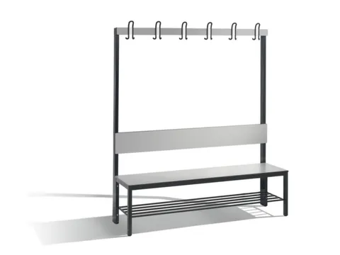 omkleedbank,HxLxD 1710x1500x407mm,HPL zilvergrijs,frame staal RAL7021
