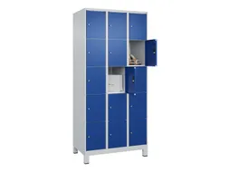 lockerkast,HxBxD 1950x900x500mm,3x5vakken,vak B 300mm,cil.-slot,voeten