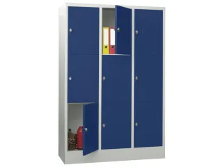 lockerkast,HxBxD 1850x1200x500mm,3x3vakken,RAL7035,front RAL5010 - 2