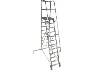verrijdbare treden-platformladder,eenzijdig,12trede(n),stand H 2,75m - 1