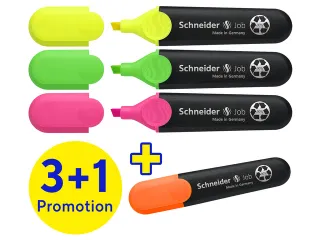 Markeerstift Schneider Job 3+1 gratis assorti karton etui - 3