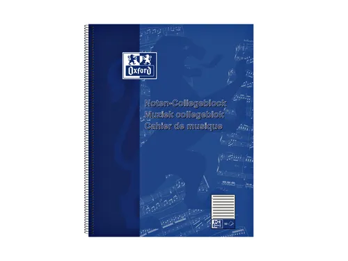 Collegeblok Oxford muziek A4+ 4-gaats 50vel blauw