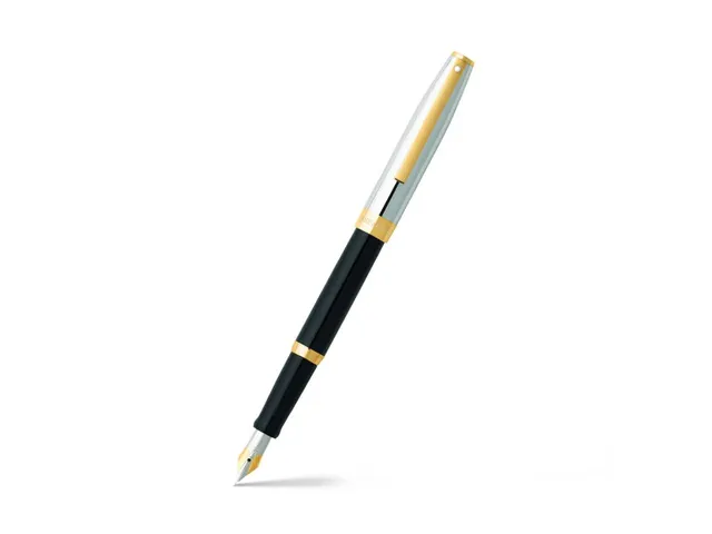Vulpen SHEAFFER Sagaris E9475 F Glossy black chrome cap gold trims