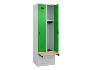 locker met bank,HxBxD 1950x600x815mm,2vak,vak B 300mm,draaigrendel - 1