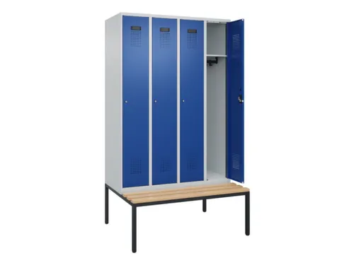 locker met bank,HxBxD 2120x1200x815mm,4vak,vak B 300mm,cilinderslot