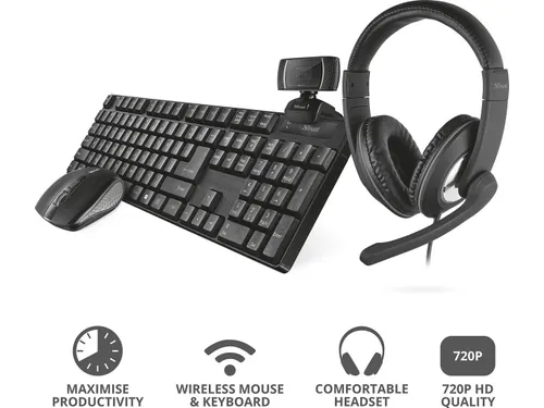 Qoby 4in1 Home Office set Azerty toetsenbord met muis en Webcam