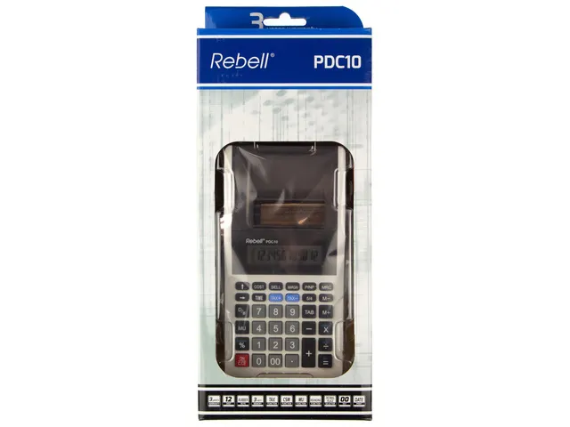 Calculator Rebell-PDC10-WB wit-zwart print