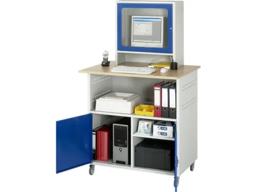 pc-kast,HxBxD 1860x1100x800mm,monitorvak,stopcontactdoos,4zwenkwielen