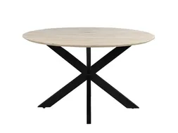 Vergadertafel Harper 130cm Rond Mango Naturel Spinpoot Zwart