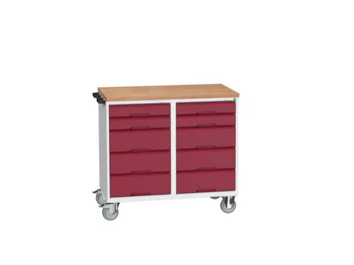 montagetafel 980x1050x600mm multiplexblad 10 laden duwbeugel RAL3004