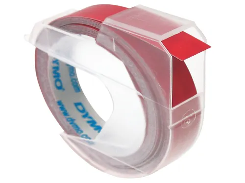 Labeltape Dymo rol 9mmx3M glossy vinyl prof rood 520102