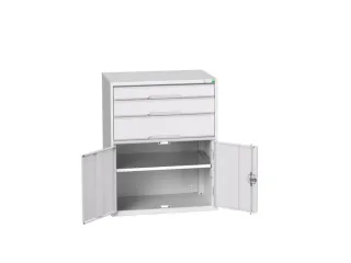 ladekast HxBxD 1000x800x550mm 3laden 2deuren RAL7035 front RAL7035 - 1