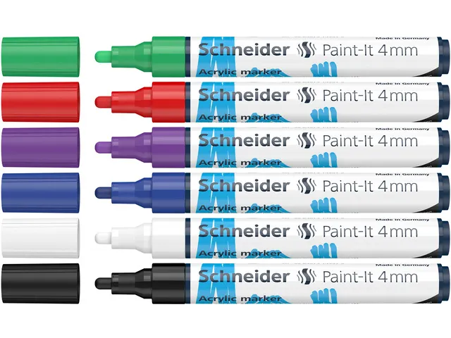 Marqueur acryl Schneider Paint-It 320 4mm étui 6pces.