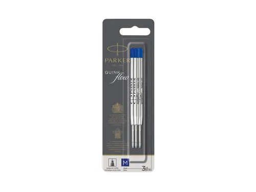 Balpenvulling Parker Quinkflow medium blauw blister à 3 stuks
