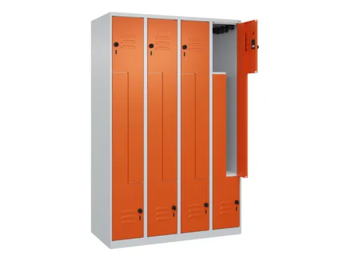 Z-garderobekast,HxBxD 1850x1200x500mm,vak B 150/300mm,draaigrendel