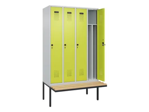 locker met bank,voor scheiding van kleding,HxBxD 2120x1200x815mm,4vak
