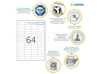 HERMA 4607 Premium etiketten A4 48,3x16,9mm Wit 12800 stuks - 3