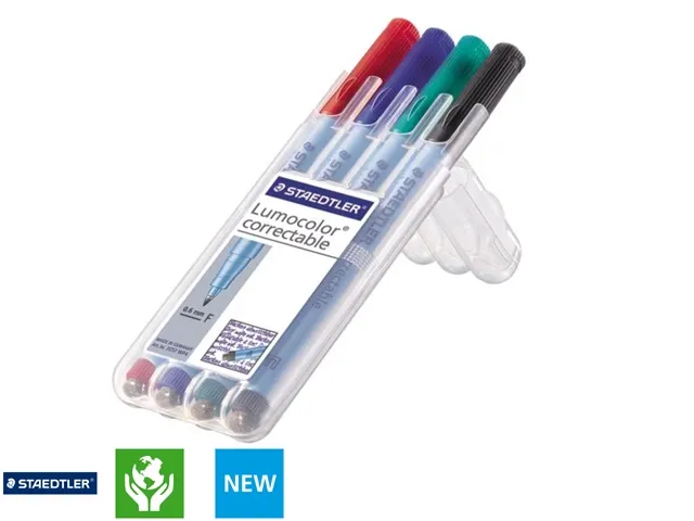 Viltstift Staedtler OHP Lumocolor 305 Non Perm. Correct F set à 4st