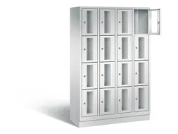 Lockerkast 1800x1190x500mm 4x4 vakken Cilinderslot, Sokkel, RAL7035
