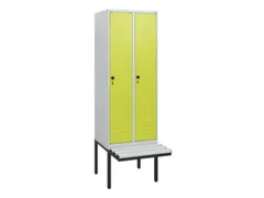 locker met bank,HxBxD 1950x600x815mm,2vak,vak B 300mm,draaigrendel
