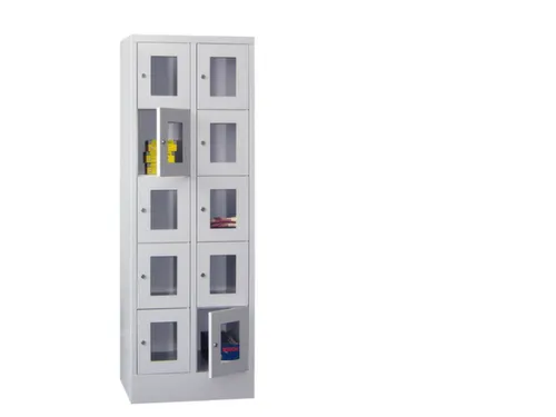 lockerkast,HxBxD 1850x600x500mm,2x5vakken,RAL7035,front RAL6011