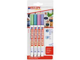 Krijtstift edding 4085 by Securit rond 1-2mm mtl assorti blister à 4s - 2
