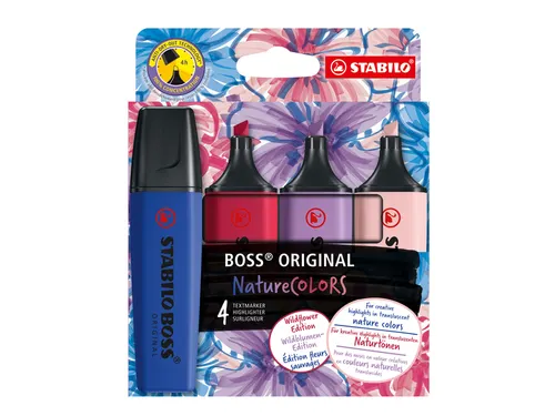 Markeerstift STABILO Boss Wildflower assorti 4 stuks