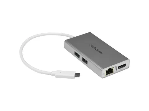 Usb-C Multiport Laptop Adapter 4K Hdmi - Gbe - Usb 3.0 - Zilver & Wit