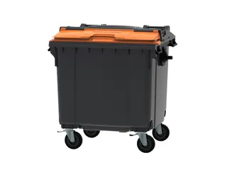 Container 1100 liter split deksel Grijs Oranje Kunststof - 1