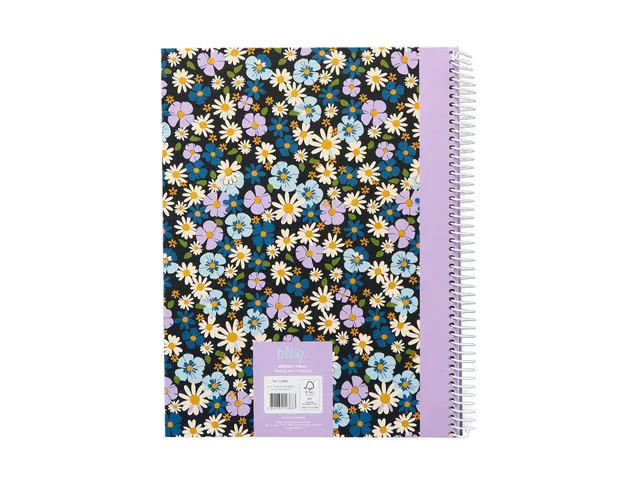 Spiraalblok B'LOG FLOWERS A4 ruit 5mm HC 80v 90gr krimp 2st 2 motieven