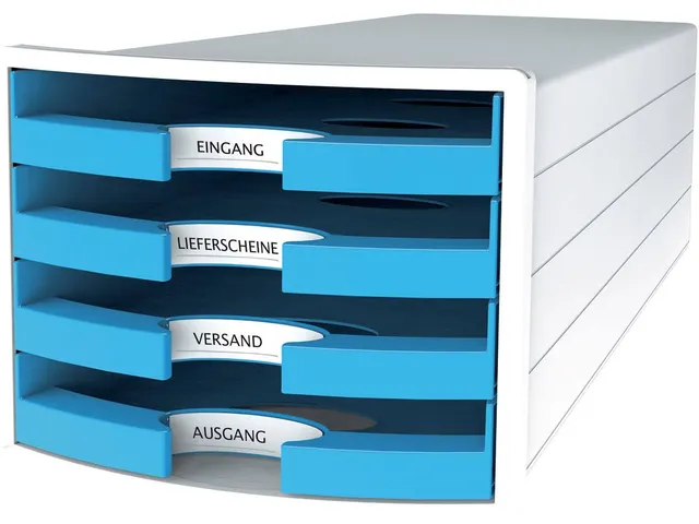 Module tiroirs HAN Impuls 4 tiroirs ouverts bleu clair