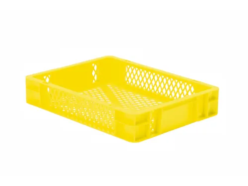 Euronorm-stapelbak 7l 75x400x300mm Wanden/bodem Opengewerkt Geel