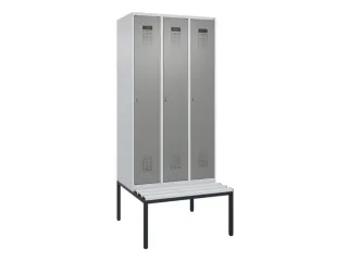 locker met bank,voor scheiding van kleding,HxBxD 2120x900x815mm,3vak - 2