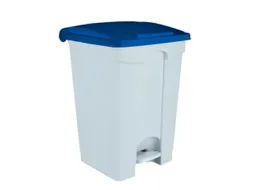 Contitop,afvalbak met pedaal 70L wit/blauw