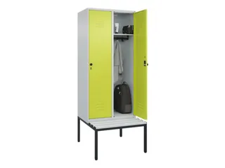 locker met bank,HxBxD 2120x800x815mm,2vak,vak B 400mm,draaigrendel - 3