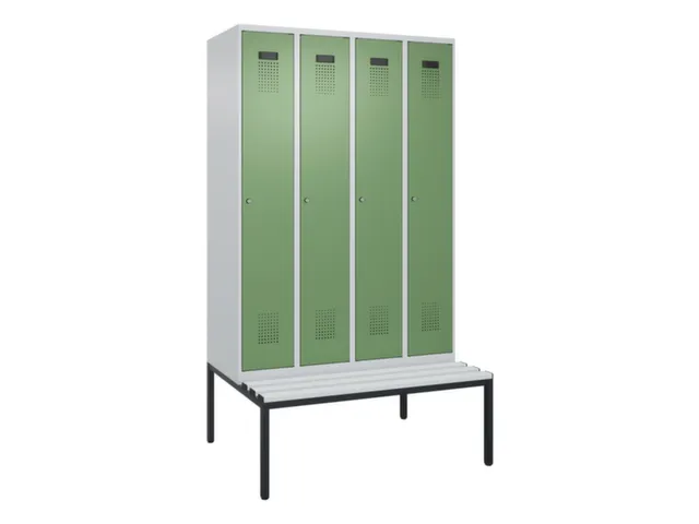 locker met bank,voor scheiding van kleding,HxBxD 2120x1200x815mm,4vak