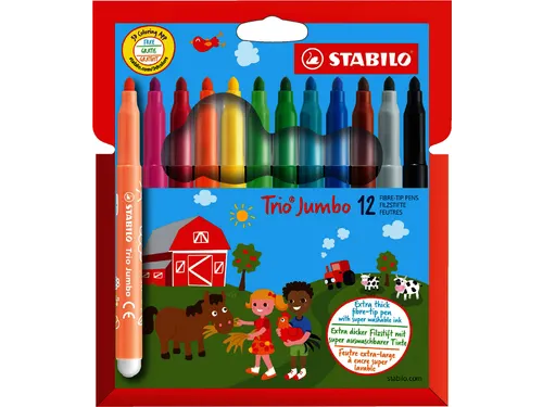 Viltstift STABILO Trio Jumbo 380/12 extra large assorti 12 stuks