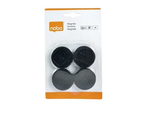 Magneet Nobo 38mm zwart 4 stuks