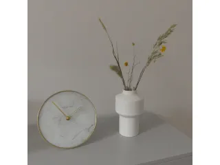 Tafelklok Ø 20cm Glas / Metaal Wit 'Marble' - 8